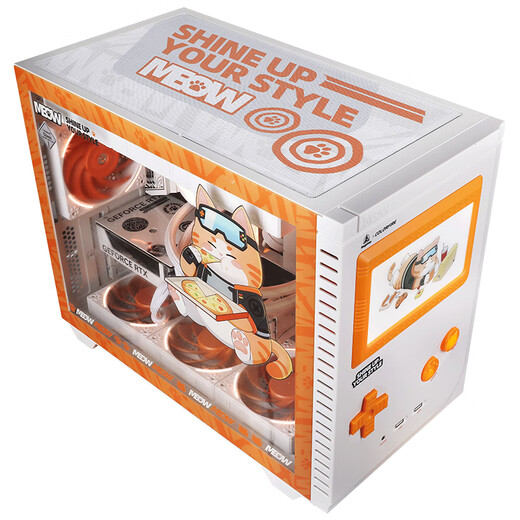 Colorful (Colorful) Endless G+ Orange Shadow Orange Memphis Video Game Version Computer Case Ocean View Room MATX Case Fan 360 Water Cooling Side Transparent Case Orange Cat Family Bucket Accessories Memphis Video Game Version Retro Gray + 360 Water Cooling + 4 Fans