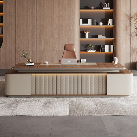 Shuxuan (SHUXUAN) boss desk office desk modern executive desk high-end office furniture president chairman desk and chair combination 3.2m boss desk + boss chair + 3.2m bookcase