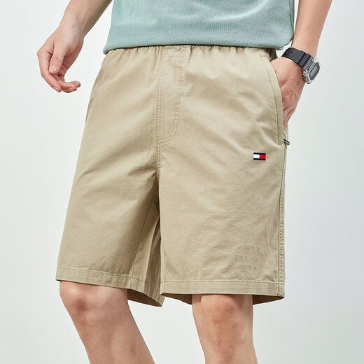 Tommy Jeans Amerikaner Tommy Tommy Sommer Herren Pure Cotton Shorts Solid Color Coloured Hosen mittleren und jungen Straight Sports Mid-Pants Casual 9215 Bohnengrün m Gewicht 90-110Jin [Jin gleich 0,5 kg] Alle Größe