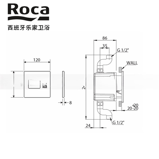 Roca Lejia Capteur d'urinoir de paroi de rinçage automatique 5x9215E00 5x9315E00 SHENGKE S VALVE 5A8102C0N Type de batterie-chrome plaqué