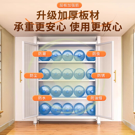 Double household steel balcony storage cabinet waterproof and sunscreen sundry wardrobe floor-standing multi-layer storage rack iron storage cabinet Gray storage cabinet 2025 hot model - extra thick reinforcement 6 layers length 100*depth 42*height 185CM-free wheel