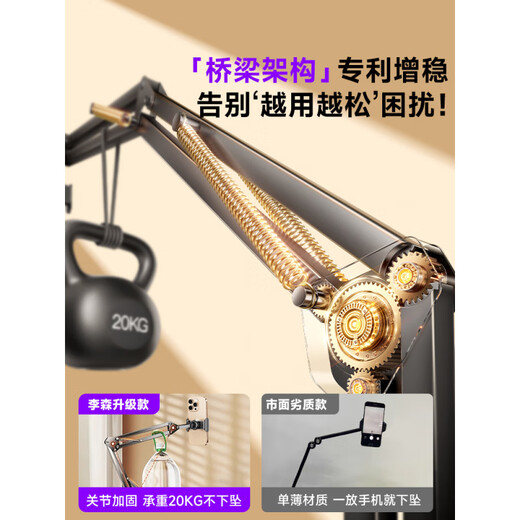 Li Sen Live Mobile Phone Stand 2025 New Tablet Special Floor-standing Shooting with Fill Light Overhead Shot Multi-Function Anchor Equipment iPad Support Stand Lazy Man Artifact 360 Degree Rotation 1.6 Meter Double Arm Mobile Phone Model Weighted Base Anti-Tip Joint Reinforcement Will Not Fall