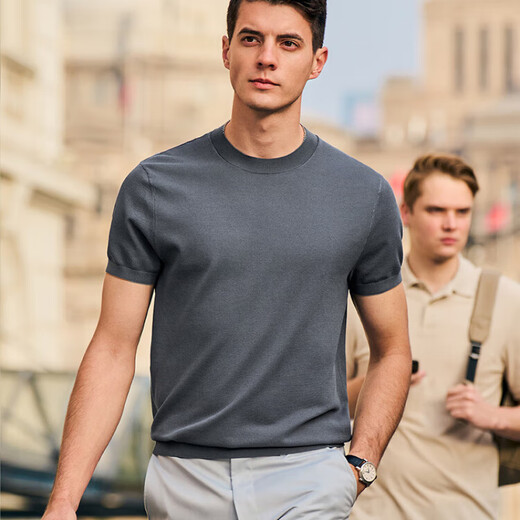 Mr. Bu Bu Mo Fashion Kontrast Farbe Rundes Hals gestrickt T-Shirt Sommer atmungsaktiv