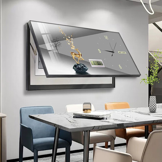 
Yaoshijia painting light luxury electric meter box decoration painting with clock and watch household electronic perpetual calendar clock cover distribution box power switch box hanging painting JD121.27 perpetual calendar + watch 80*40cm (cover 70*30) lift cover/strip black frame