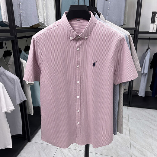 
Vintage car long velvet cotton pure cotton summer new loose plaid short-sleeved shirt men's anti-wrinkle shirt trendy casual shirt thin AN15263 red M
