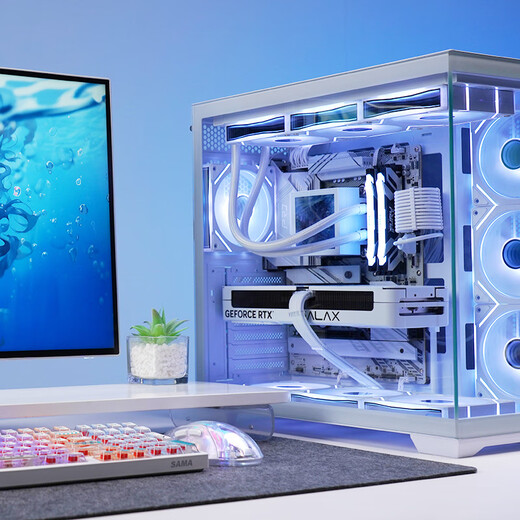 SAMA Q96 white desktop game computer fish tank dual compartment sea view homeowner case double-sided tempered glass/back-mounted motherboard/maximum E-ATX/360 water cooling/10 fan positions