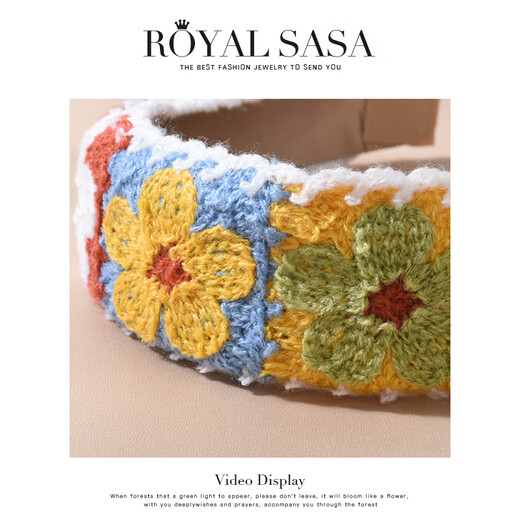 Royal sasa royal salsa embroidered headband women's face-showing small hairpin high skull wide-brimmed headband French women's wool autumn and winter hair accessories