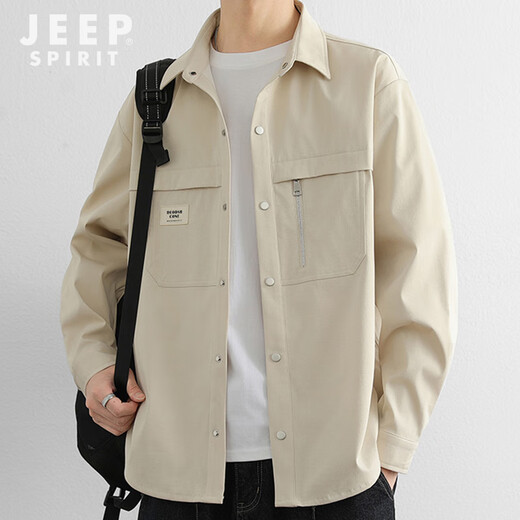 JEEP SPIRIT吉普衬衫男秋季休闲长袖工装外套男宽松百搭夹克上衣新款男装