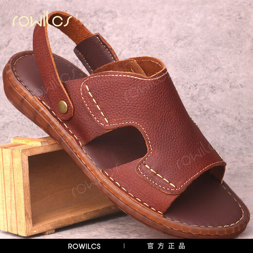 rowilcs brand men's sandals 2025 summer new non-slip soft-soled beach slippers men's breathable driving dual-purpose sandals men's black 38