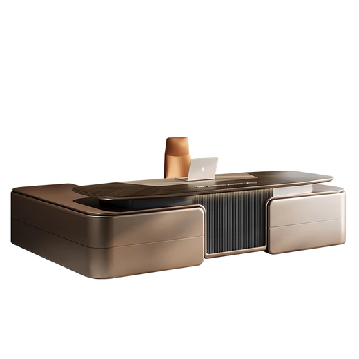 Hanjitangyu modern light luxury boss desk office desk simple office high-end painted solid wood leather president desk executive desk 2.4 meters boss desk