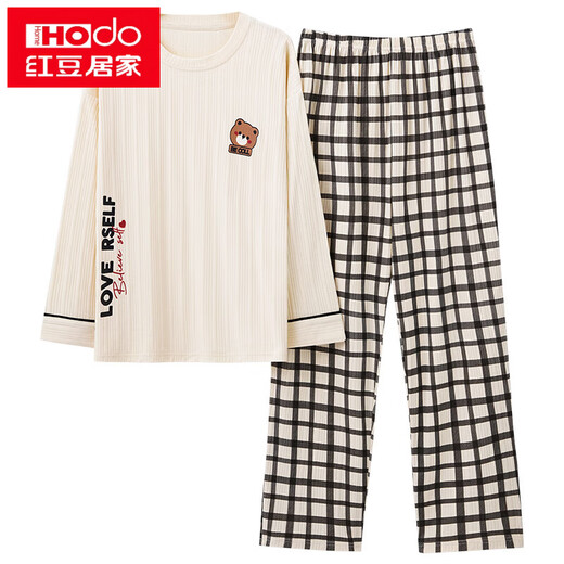 Hongdou (Hodo) Pyjamas für Frauen im Frühjahr und Herbststil, großer koreanischer Stil, langärmelige süße zweiteilige Set, Student Sommer-, Herbst- und Winter-Heimkleidung, können draußen getragen werden. GXT9928 M (Empfohlen 75-95jin [Jin ist gleich 0,5 kg]))