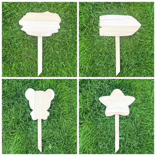 Diy hand-painted wooden blank class sign kindergarten planting area vegetable garden vegetable patch garden plant label insert 01 style_32*19cm_pole 65cm_waterproof and anti-corrosion place