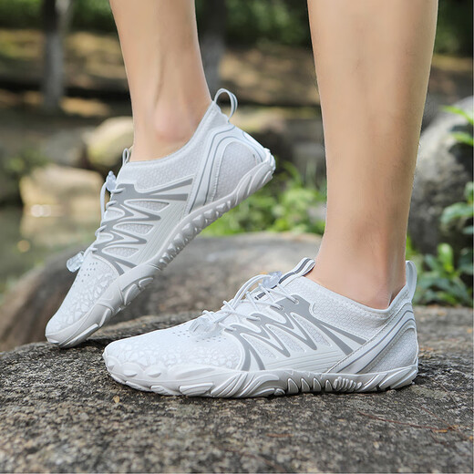 何佳功防割溯溪鞋男女涉水鞋厚底户外钓鱼徒步登山鞋防滑透气浮潜沙滩鞋 白色A616加厚底+排水孔 35