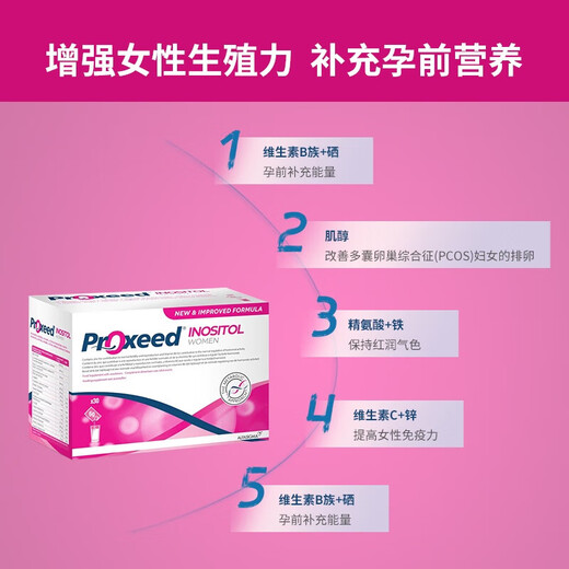 Proxeed Italian Proxeine PLUS Efficacy Edition Preparation for pregnancy to improve the quality of follicle eggs, iron supplementation for folic acid during pregnancy, female version of inositol version * 30 bags (January volume) 26 years 2011-27 July