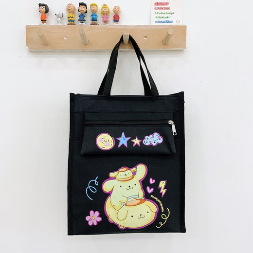 Grundschule Cartoon Tutoring Bag Mädchen wasserdichte Kinder Handtasche süße Cartoon Kunsttasche Super Light Nachhilfe Schultasche ZW-0861# Schwarzer Pudding Hund
