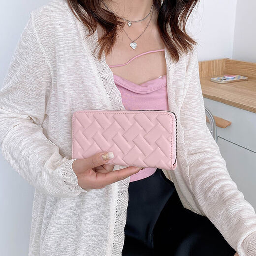 Buchao Miao Boutique Mode Internet Promi Organ Brieftasche Frauen Langkapazität Frauen Kupplung koreanische Version Solid Color Reißverschluss Brieftasche Schwarz Schwarz