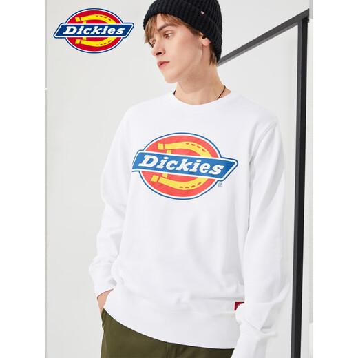 Dickies圆领卫衣秋冬上新情侣印花男女休闲百搭纯棉宽松套头上衣 黑色12596 【个性镭射标】 XS