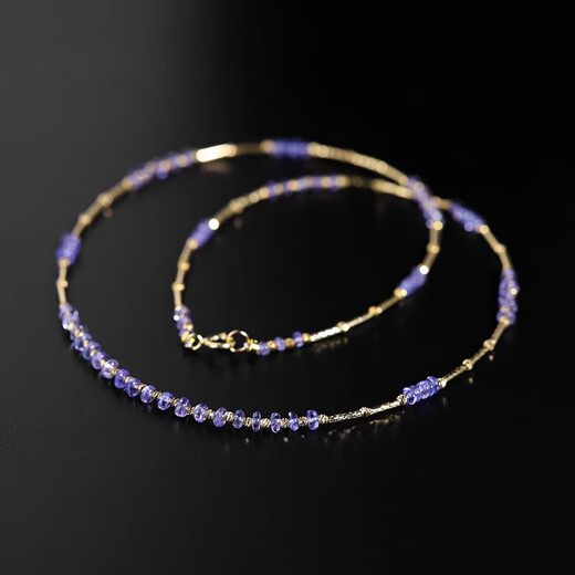 Fat Donglai's same gemstone necklace Zixuan starry tanzanite women's 18K gold clavicle chain neck ornament 2.5-3.5mm/tanzanite/18K gold necklace 43cm