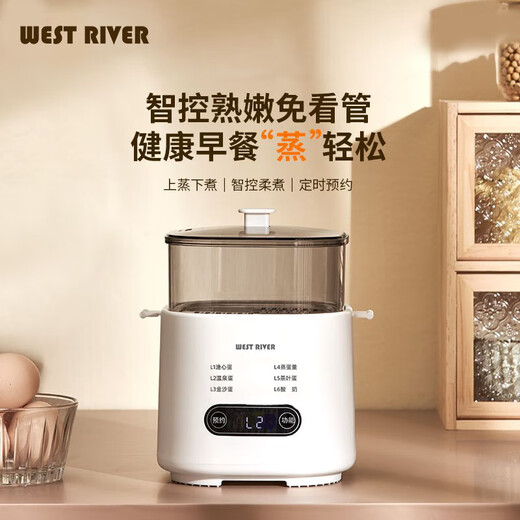 Egg cooker, steamer, electric steamer, small stewing and steaming all-in-one small steamer, omelette pot, small steamed egg artifact, household dormitory electric frying pan, small appliance, small electric cooker, double layer, with steamed egg rack + stainless steel custard bowl, 6 major functions