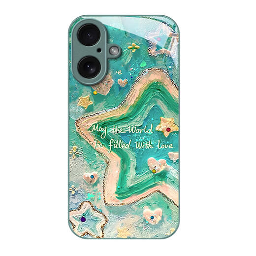狮弦 适用于iPhone苹果16PLUS手机壳A3291创意新款全包小众高级感手机壳鲸鱼玻璃谭松韵同款星星油画潮 【远峰蓝】鯨鱼A 苹果16PLUS