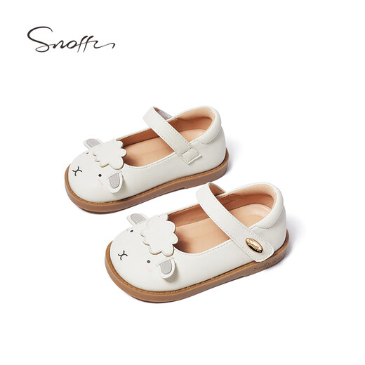 Snuffy Girls Leather Shoes Spring and Autumn Cartoon Casual Baby Soft Sole Cute Princess Shoes Children's Toddler Shoes Soft Cute Sheep White 19 Suitable for Feet Length 12.5cm
