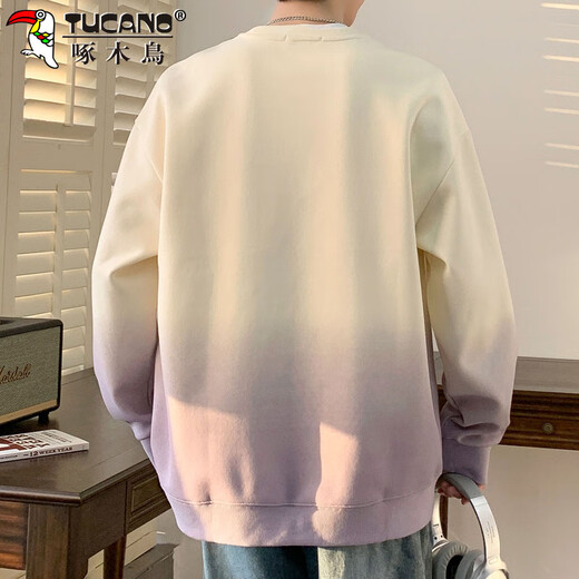 Woodpecker (TUCANO) sweatshirt men's long-sleeved T-shirt men's autumn and winter gradient bottoming shirt round neck top men's beige 2XL