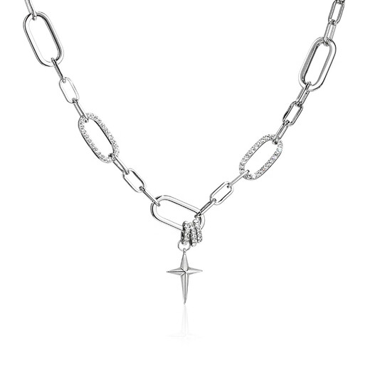 Qlady Cross Star Sweater Chain Мужчины и женщины модное ожерелье легкая роскошная ниша 2025 Новая модные аксессуары для цепи клавиля