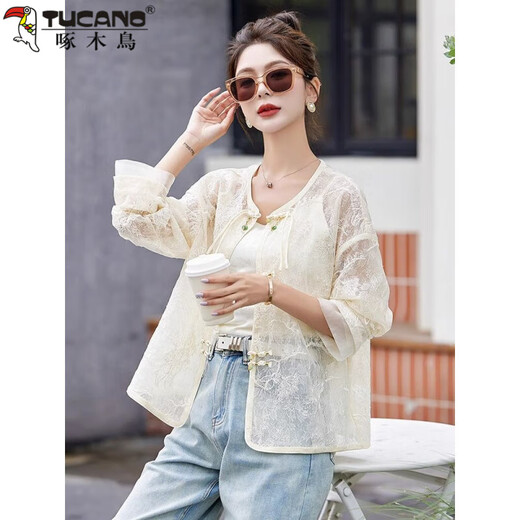 Woodpecker (TUCANO) new Chinese style thin coat 2025 summer new style super beautiful socialite design sense noble outerwear women picture color 9856 M