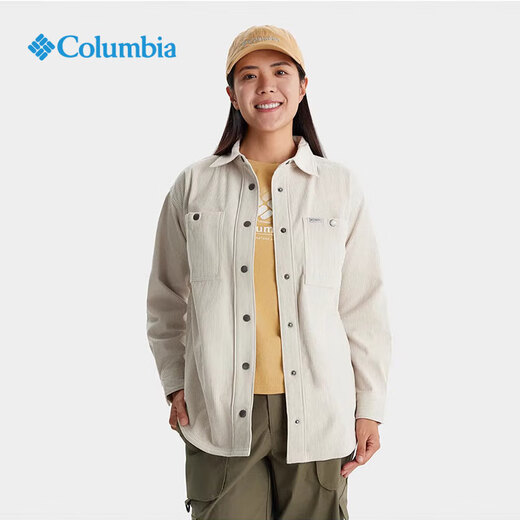 Columbia哥伦比亚衬衫女2025春夏新品户外翻领通勤休闲简约长袖衬衫AR9898 278 /米白色 S/155/80A