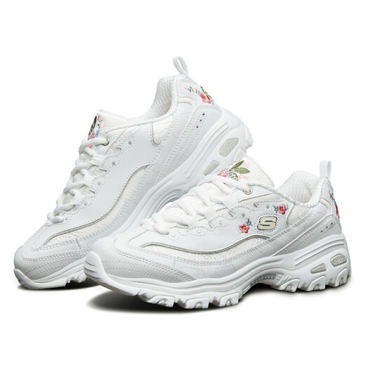 Skechers Skechers Spring New Women's Thick Sole Panda Daddy Shoes Embroidered Retro White Shoes 11977 11977-BLK Black 35 Inner Length 22cm