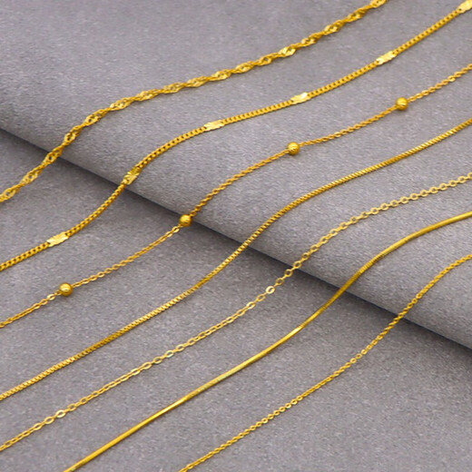 BMOI Old Phoenix 999 Gold Pure Gold Chain Snake Bone Chain Women's Fashion Versatile 18K Gold Necklace Single Chain Pendant Water Wave Bead Chain 45cm Long Same Style