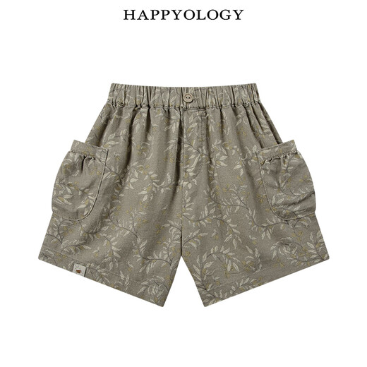 Happyology British children's new spring and summer boys' small lapel short-sleeved shirt girls' shirt shorts set Blueberry Pine Orchard-Blue and White (Shorts) 92 (92cm)