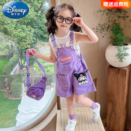 Disney Girls Summer Kulomi Set 2025 Nouveau salopette à manches courtes pour enfants à la mode à la mode