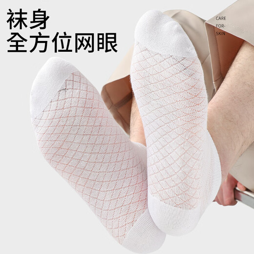浪莎袜子男夏季薄款网孔透气棉袜7A抑菌消臭吸汗防滑百搭高弹休闲袜 黑色 5双 均码