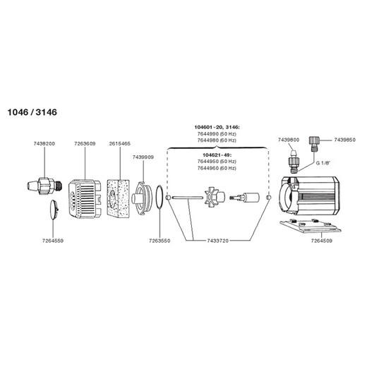 EHEIM Deutschland EHEIM EHEIM PUMPE PUMPE WASSERPUMPE ROTORSCHAFTENDE VERSCHAFTEN RINGPUMPENPUMPE WASSERFILTER ABSCHNITT 2615485_ Universal Pumpe_blue Baumwolle (2 Bilder) 1048