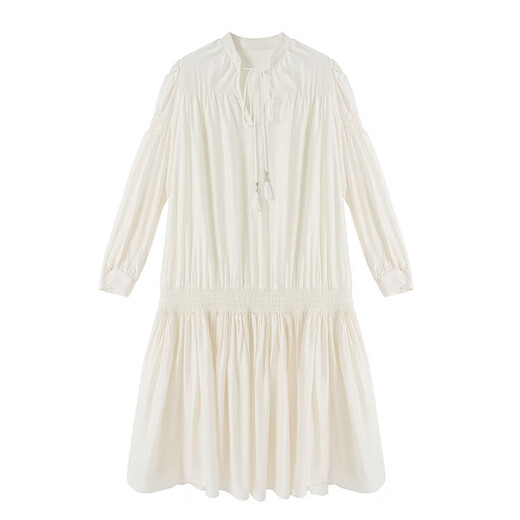 Lugeli French Dress Новое белое V-образное ретро-ретро-плиссированное высококачественное похудение и сладкое платье Fairy White + Belt M [Рекомендуется 90-110JIN [JIN равно 0,5 кг]]]