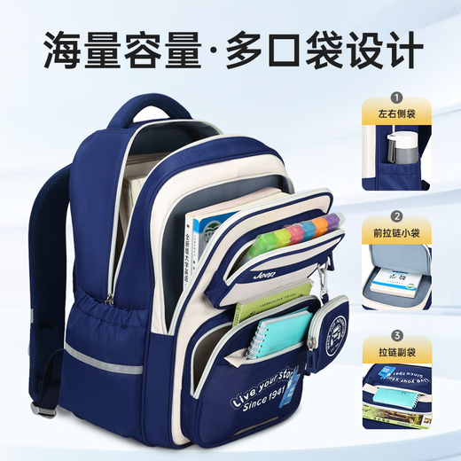 Jeep children's schoolbags for primary school students in grades 3-6 to reduce burden, protect spine and prevent falling, boys and girls large-capacity backpack, pink and purple