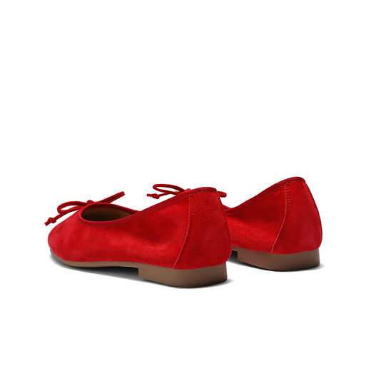 Belle rétro en daim pantoufles pour les femmes 25 chaussures simples en cuir de nouveau cuir B2628AQ5 rouge 38