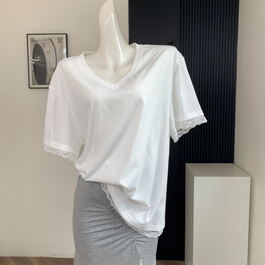 Après lundiv cou blanc t jupe de queue de la taille haute de taille en été féminine