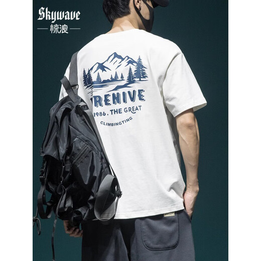 Lee Kids Drei-Pin-Nadel 260 g schweres kurzärmeliges T-Shirt-T-Shirt-Lose großartigen halbärmeligen T-Shirt American American High Street Print Top T1506 Dunkelgrün M-Gewicht 100-125jin [Jin entspricht 0,5 kg]