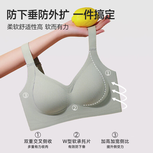 Modal traceless underwear women gather small breasts and breasts to prevent sagging and lifting the upper support 2025 new hot summer bra turquoise green + skin color M