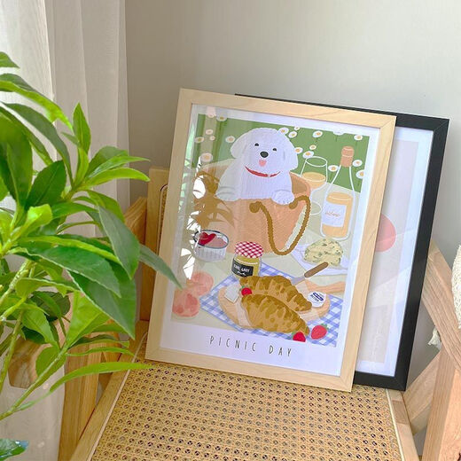 HAOFANJIE picture frame mounted empty frame photo frame 4k 16-inch calligraphy frame wall mounted picture frame self-installed solid wood 8K simple calligraphy and painting blank 8K log color (26.6*38cm in the frame) 1