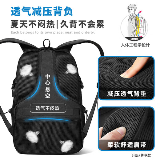 
JINSHIWQ Backpack Men's Large Capacity Business Travel Bag Computer Backpack Mountaineering Bag Junior High School College Students' School Bag