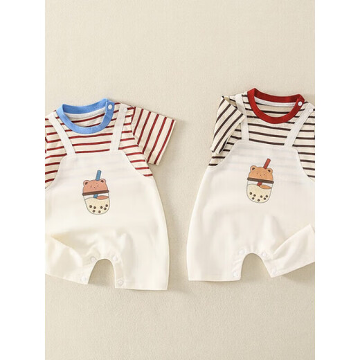 Balabala baby kurzärmelige kleidung sommer dünne baby junge sommer sommer toundsuit neugeborenen hauptmond kriechenden Anzug 6210 weiß 90 cm
