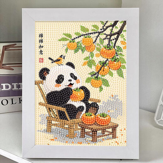 柿柿如意钻石贴画儿童手工diy材料幼儿园贴纸砖画妇女神节钻石画 7372木质框+工具+彩盒