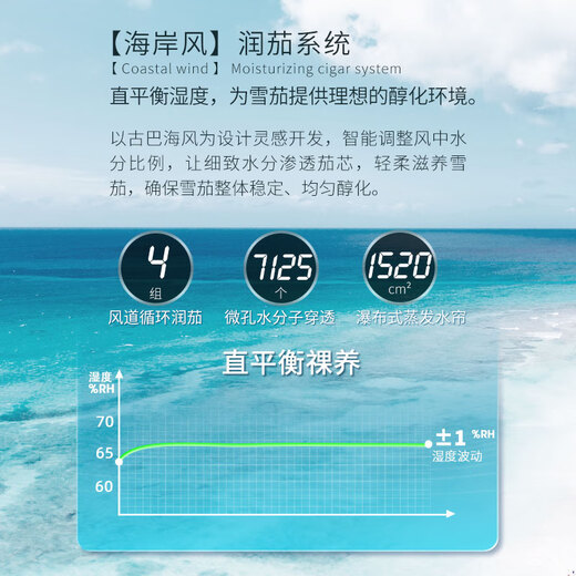 Vinocave cigar cabinet constant temperature moisturizing cigar cultivation with fingerprint lock imported cedar box precise ammonia removal cigar humidifier small home smart Wi-Fi remote V1 entry player smart cigar cabinet 50L