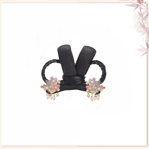 ENRMIIV children's Hanfu headwear, ancient costume, girls' stage performance, universal wig bag, ancient style soft bun hair accessories, Qianqian bun + orange clip