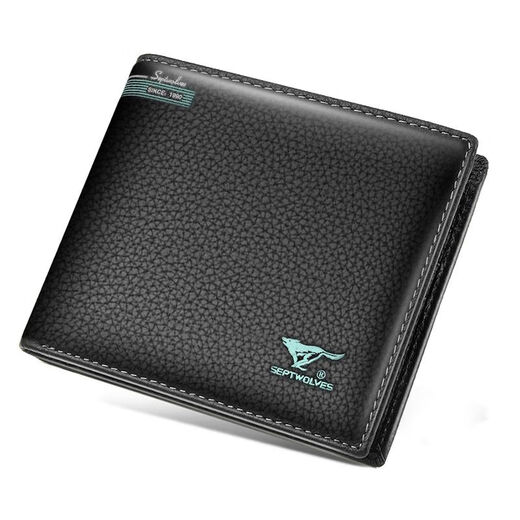 Seven Wolf genuine leather men's wallet 2025 new leather chuck-layer cowhide men's ticket clip birthday gift for boyfriend and father. Model 4: Top layer cowhide official gift box