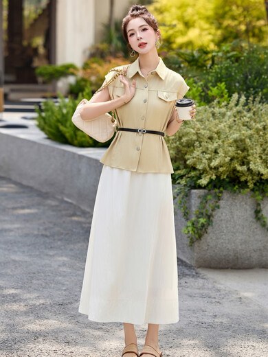 Vestido de temperamento a la moda de la marca de alta gama Nosskiss para mujeres 2025 Summer NUEVO COREANO VERSATILE CORRAL SECTURA DE DOS PIEZAS A Blue M Sugerion (90-110Jin [Jin equivale a 0.5 kg])
