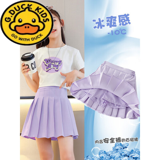 G.DUCKKIDS女童半身裙网球裙儿童夏季秋装裙裤大童百褶裙套装女孩jk运动短裙 9889T恤+4022独角兽 170